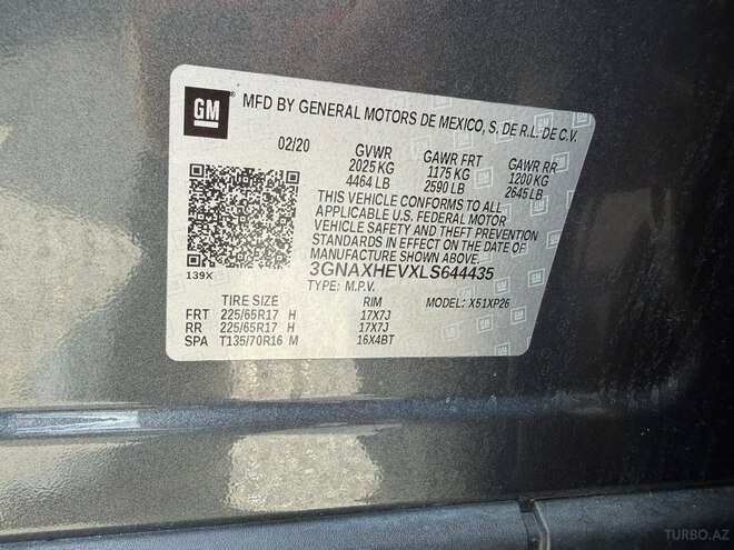 Chevrolet Equinox 2020, 109,000 km - 1.5 l - Bakı