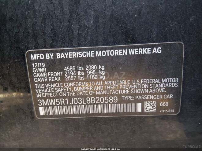 BMW 330 2020, 311,561 km - 2.0 l - Bakı