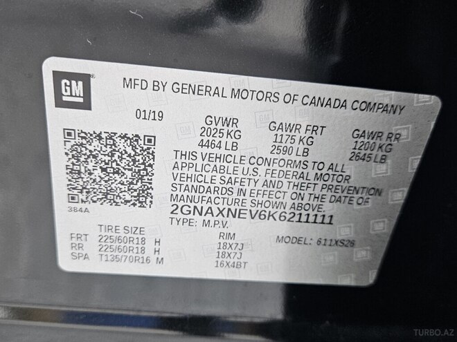 Chevrolet Equinox 2019, 171,106 km - 1.5 l - Gəncə