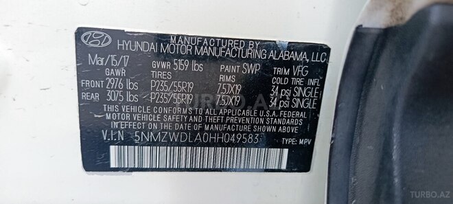 Hyundai Santa Fe 2017, 86,905 km - 2.0 l - Bakı