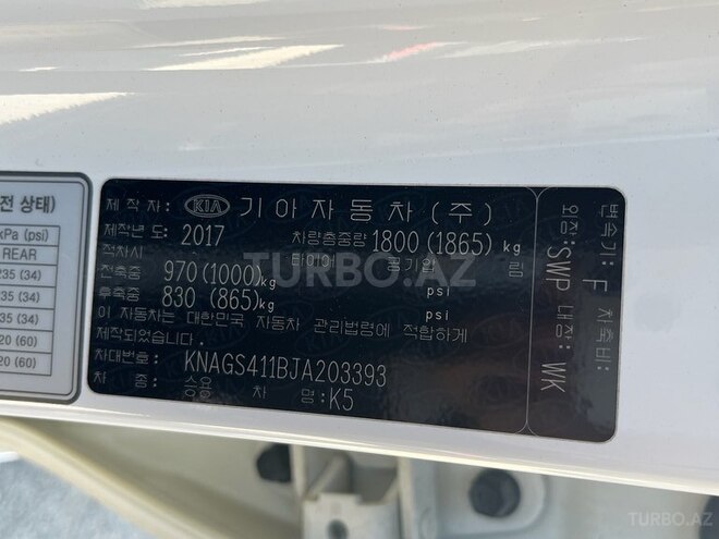 Kia K5 2017, 111,450 km - 2.0 l - Bakı