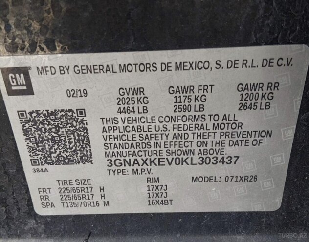 Chevrolet Equinox 2019, 170,949 km - 1.5 л - Bakı