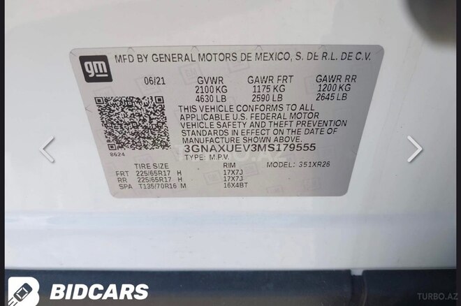 Chevrolet Equinox 2021, 125,368 km - 1.5 l - Bakı