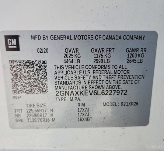 Chevrolet Equinox 2020, 157,716 km - 1.5 л - Gəncə