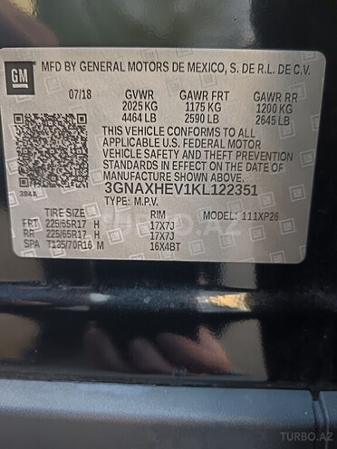 Chevrolet Equinox 2018, 118,000 km - 1.5 l - Bakı