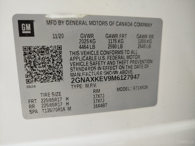 Chevrolet Equinox 2020, 222,000 km - 1.5 l - Gəncə