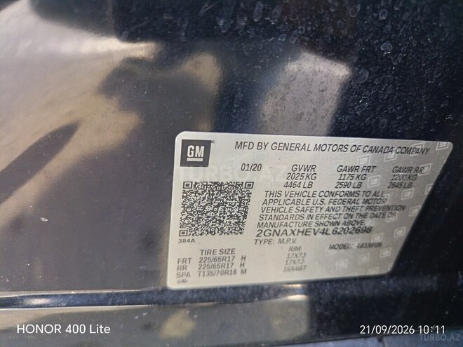 Chevrolet Equinox 2020, 257,495 km - 1.5 l - Bakı