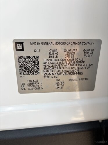 Chevrolet Equinox 2018, 160,000 km - 1.5 l - Gəncə