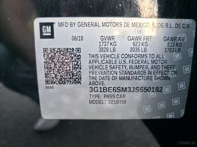 Chevrolet Cruze 2018, 124,000 km - 1.4 l - Bakı