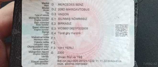 Mercedes 208 D 1993, 410,000 km - 2.3 l - Sabirabad