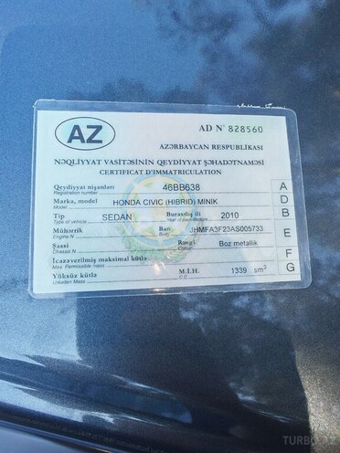 Honda Civic 2010, 504,000 km - 1.3 l - Naftalan