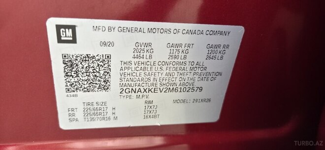Chevrolet Equinox 2020, 120,000 km - 1.5 l - Bakı