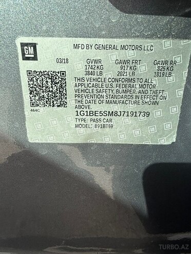 Chevrolet Cruze 2018, 53,000 km - 1.4 l - Bakı