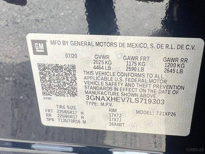 Chevrolet Equinox 2020, 89,900 km - 1.5 l - Şirvan