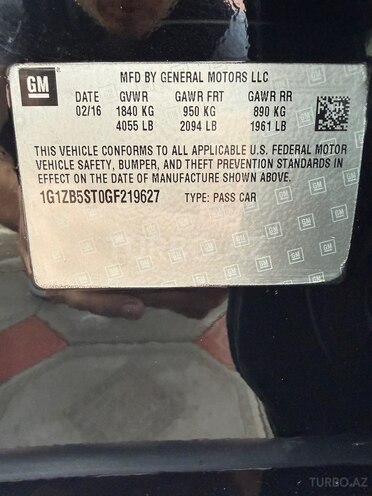 Chevrolet Malibu 2016, 225,727 km - 1.5 l - Qazax