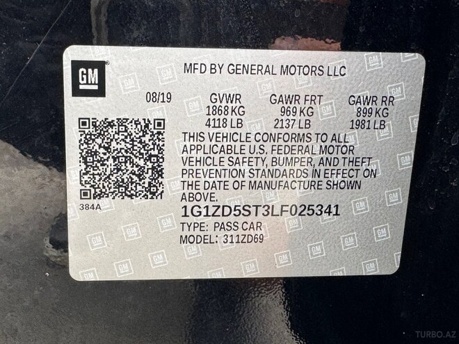 Chevrolet Malibu 2019, 129,874 km - 1.5 l - Bakı