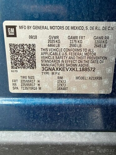 Chevrolet Equinox 2018, 151,000 km - 1.5 l - Gəncə