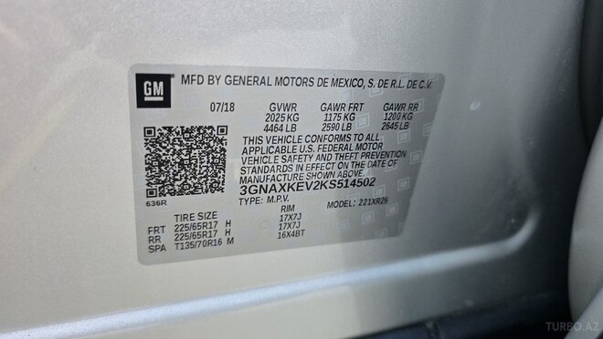 Chevrolet Equinox 2018, 130,657 km - 1.5 l - Bakı