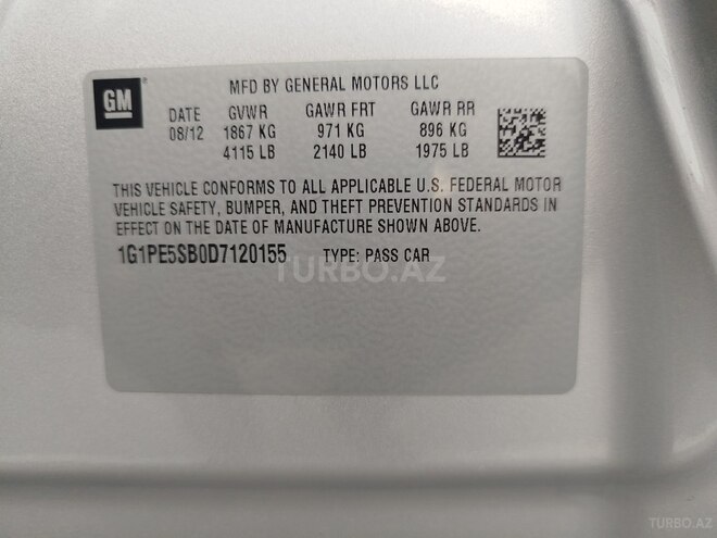 Chevrolet Cruze 2012, 408,530 km - 1.4 l - Yevlax