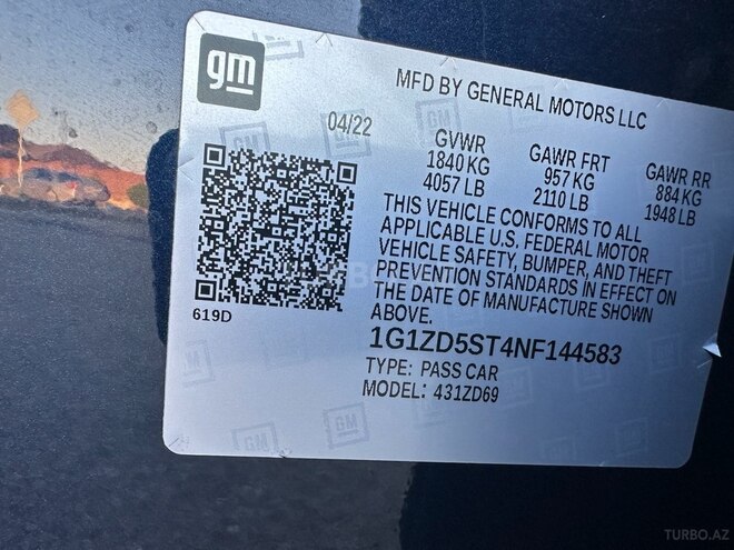 Chevrolet Malibu 2022, 161,157 km - 1.5 l - Şəmkir