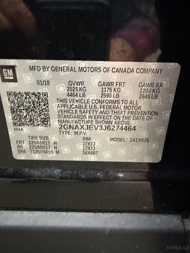 Chevrolet Equinox 2018, 204,000 km - 1.5 l - Gəncə