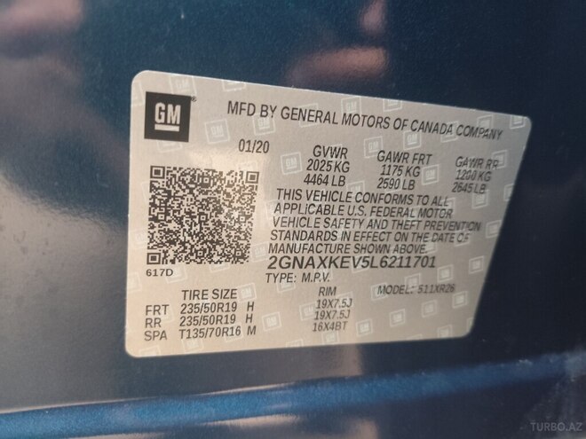 Chevrolet Equinox 2020, 142,480 km - 1.5 l - Gədəbəy