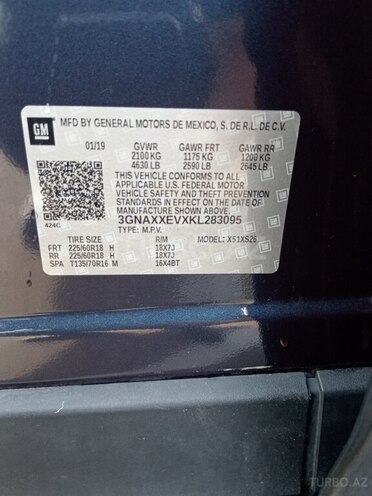 Chevrolet Equinox 2019, 260,783 km - 1.5 l - Gəncə