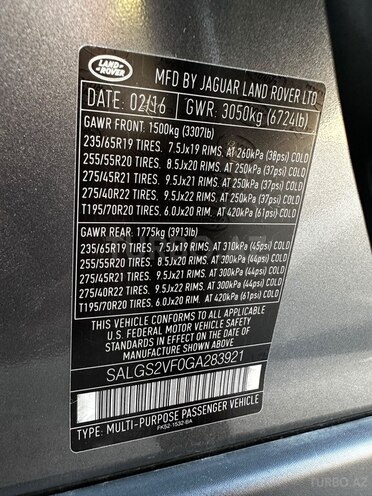 Land Rover Range Rover 2016, 213,800 km - 3.0 l - Bakı
