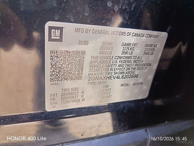 Chevrolet Equinox 2020, 260,000 km - 1.5 l - Bakı