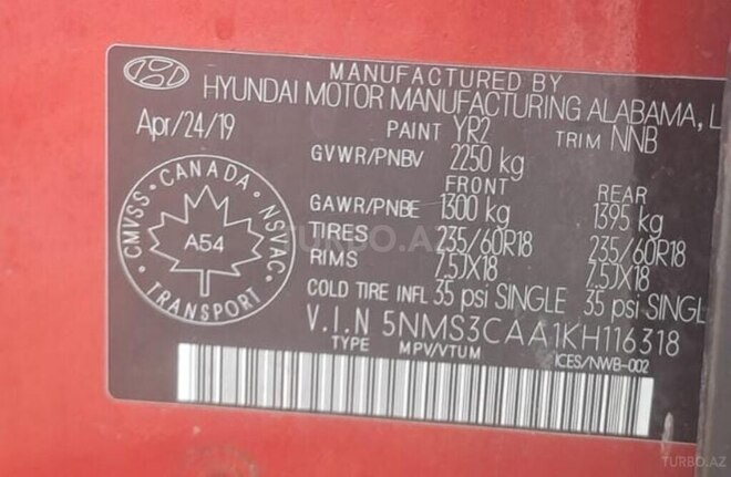 Hyundai Santa Fe 2019, 104,044 km - 2.0 l - Bakı