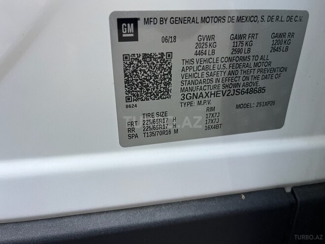 Chevrolet Equinox 2018, 228,957 km - 1.5 l - Bakı