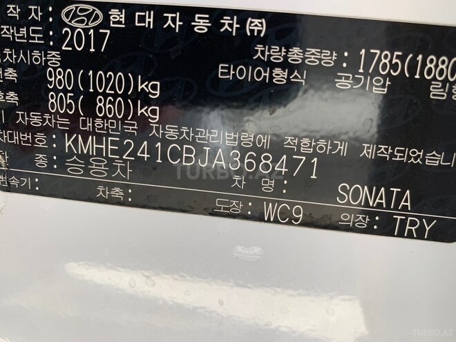 Hyundai Sonata 2017, 168,300 km - 2.0 л - Bakı