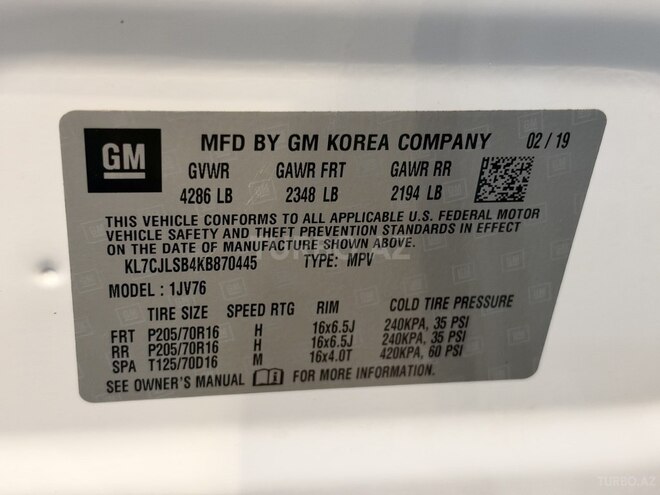 Chevrolet Trax 2019, 173,000 km - 1.4 л - Bakı