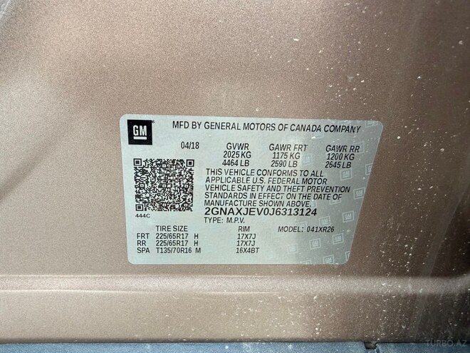 Chevrolet Equinox 2018, 180,247 km - 1.5 л - Bakı