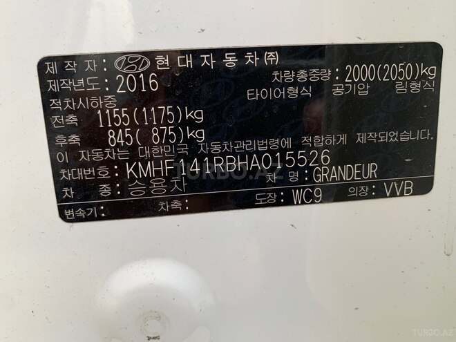 Hyundai Grandeur 2016, 156,500 km - 2.2 л - Bakı