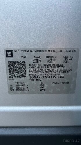 Chevrolet Equinox 2020, 138,325 km - 1.5 л - Bakı