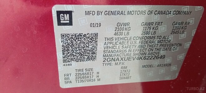 Chevrolet Equinox 2019, 133,000 km - 1.5 l - Bakı