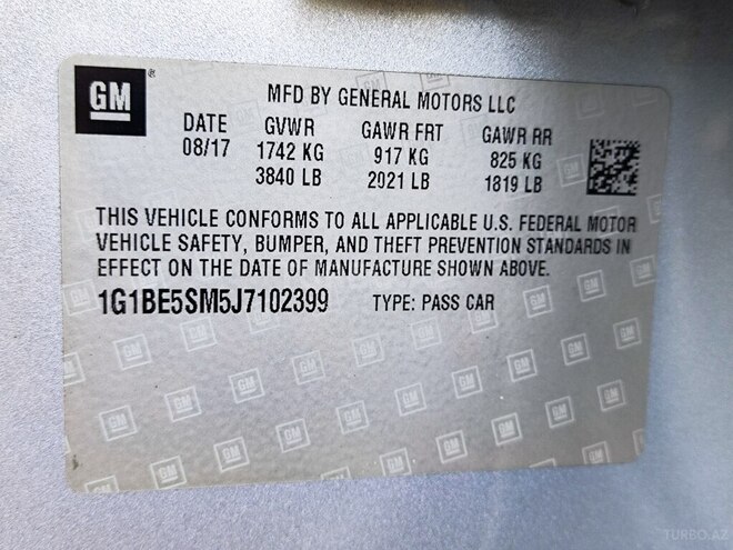 Chevrolet Cruze 2017, 100,359 km - 1.4 л - Bakı
