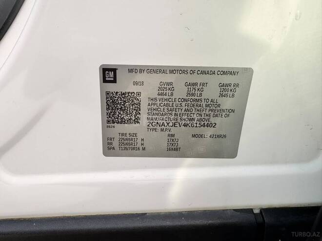 Chevrolet Equinox 2018, 251,000 km - 1.5 l - Bakı