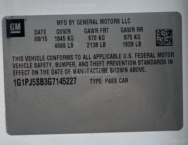 Chevrolet Cruze 2015, 226,000 km - 1.4 l - Bakı
